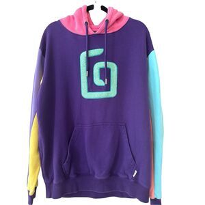 Karl Jacobs Men's Colorblock Enchantment Pullover Hoodie 2021 Purple Pink Large